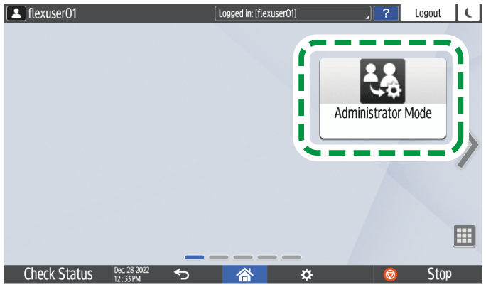 Operation panel screen illustration