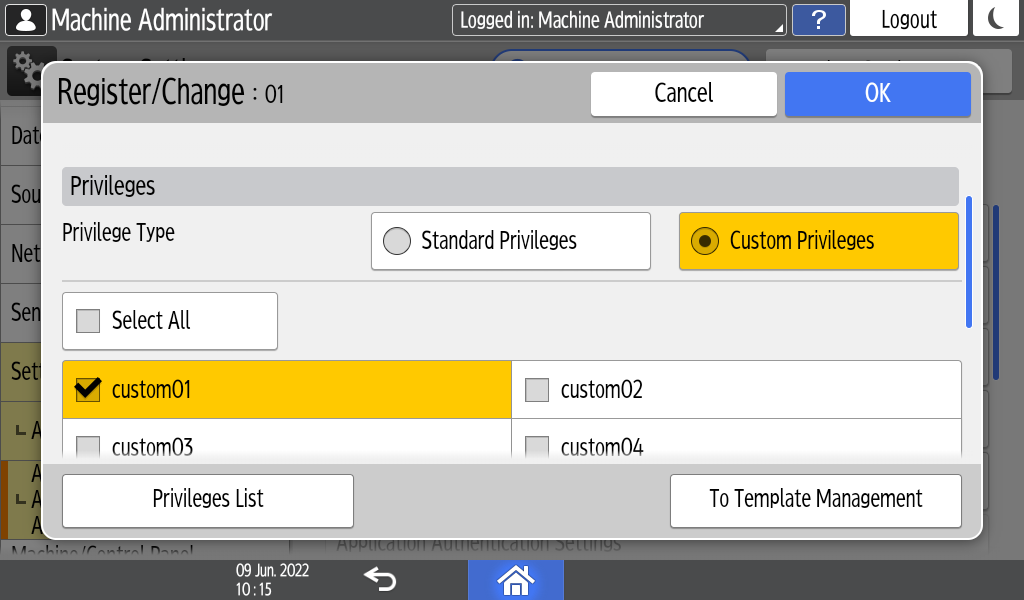 Operation panel screen illustration