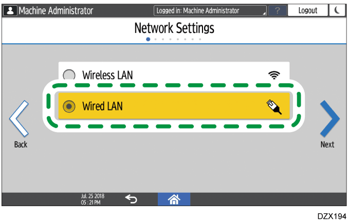 Operation panel screen illustration