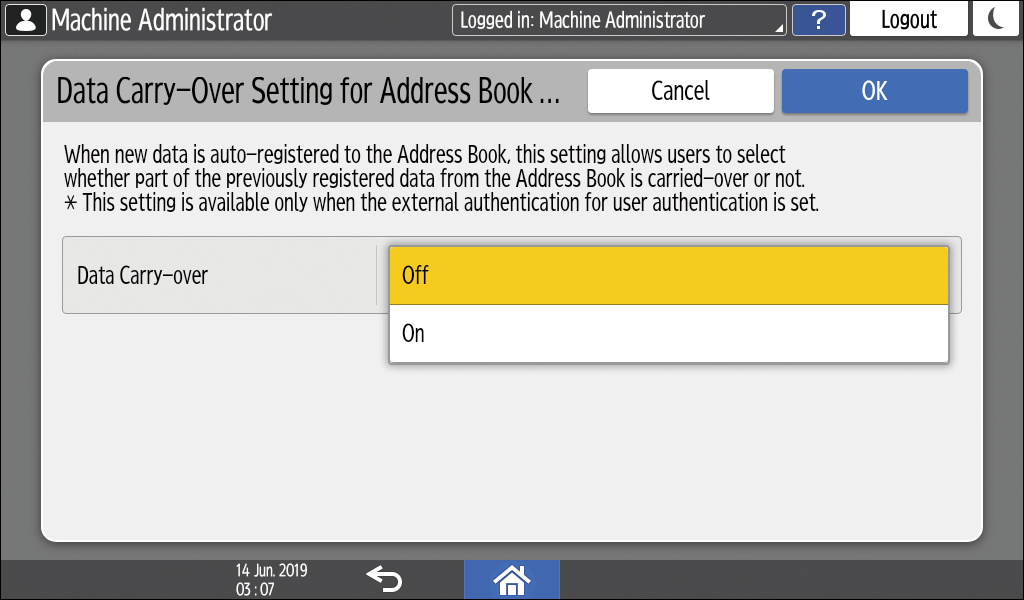 Operation panel screen illustration