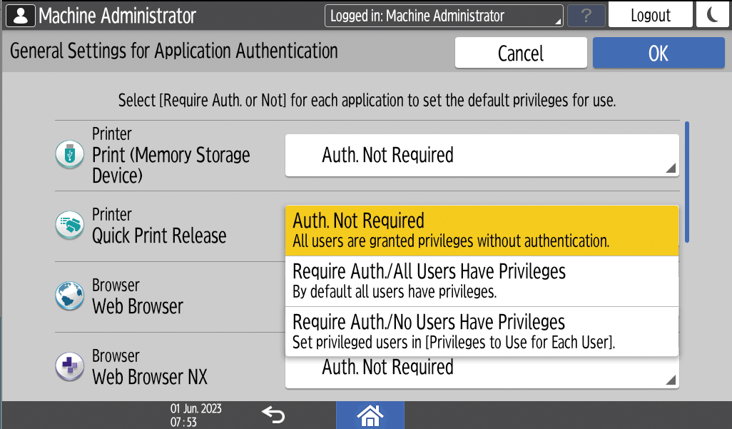 Operation panel screen illustration