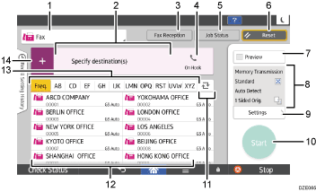 Operation panel screen illustration numbered callout illustration