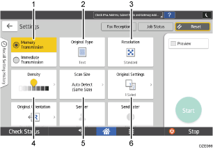 Operation panel screen illustration numbered callout illustration
