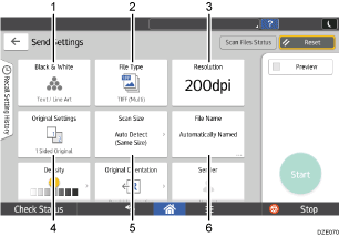 Operation panel screen illustration numbered callout illustration