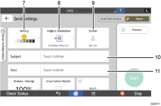 Operation panel screen illustration numbered callout illustration