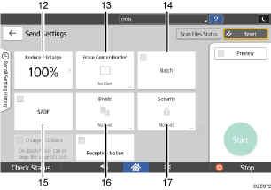 Operation panel screen illustration numbered callout illustration