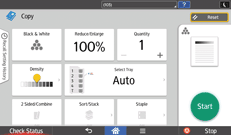 Operation panel screen