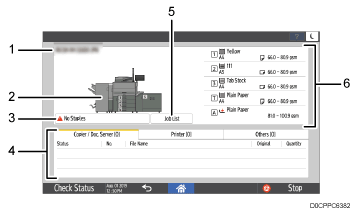 Operation panel screen illustration numbered callout illustration