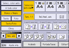 Ilustración de la pantalla del panel de mandos