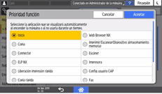 Ilustración de la pantalla del panel de mandos