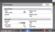 Ilustración de la pantalla del panel de mandos