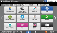 Ilustración de la pantalla del panel de mandos