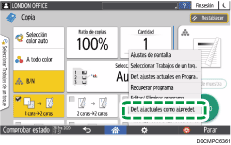 Ilustración de la pantalla del panel de mandos