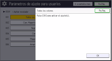 Ilustración de la pantalla del panel de mandos