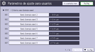 Ilustración de la pantalla del panel de mandos