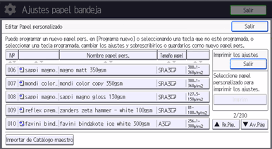 Ilustración de la pantalla del panel de mandos