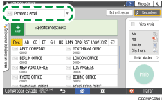 Ilustración de la pantalla del panel de mandos