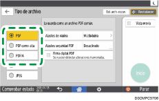 Ilustración de la pantalla del panel de mandos