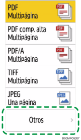 Ilustración de la pantalla del panel de mandos