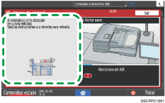 Ilustración de la pantalla del panel de mandos