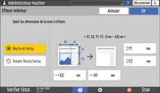 Illustration de l'écran du panneau de commande