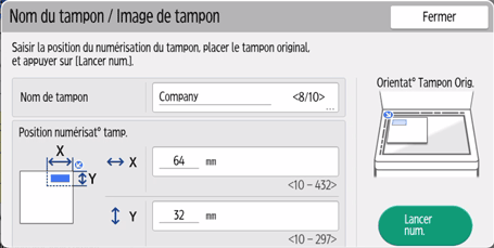 Illustration de l'écran du panneau de commande