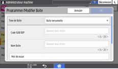 Illustration de l'écran du panneau de commande