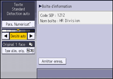 Illustration de l'écran du panneau de commande