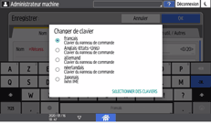 Illustration de l'écran du panneau de commande