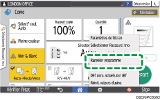 Illustration de l'écran du panneau de commande