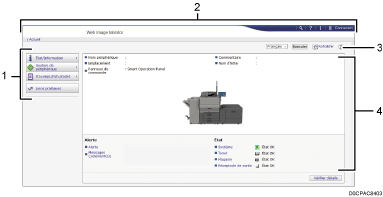 Illustration de l'écran du navigateur Web avec légende numérotée