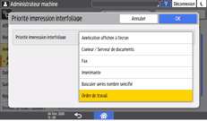 Illustration de l'écran du panneau de commande