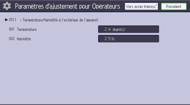 Illustration de l'écran du panneau de commande
