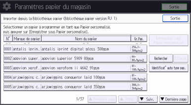 Illustration de l'écran du panneau de commande