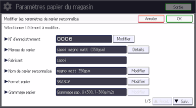 Illustration de l'écran du panneau de commande
