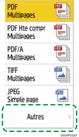 Illustration de l'écran du panneau de commande