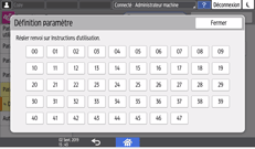 Illustration de l'écran du panneau de commande