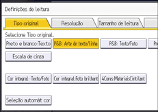 Ilustração da tela do painel de operação