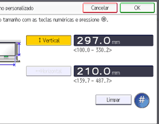 Ilustração da tela do painel de operação