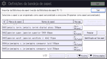 Ilustração da tela do painel de operação