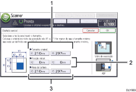Ilustração numerada da tela do painel de operação