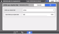 Ilustração da tela do painel de operação