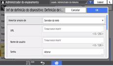 Ilustração da tela do painel de operação