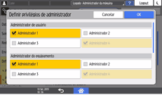 Ilustração da tela do painel de operação