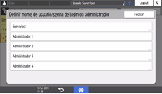 Ilustração da tela do painel de operação