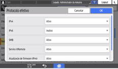 Ilustração da tela do painel de operação