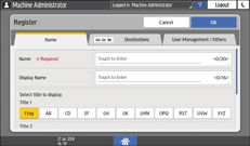 Operation panel screen illustration