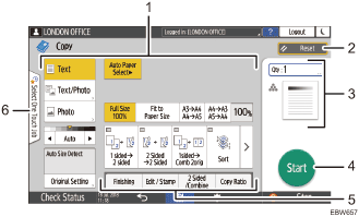 Operation panel screen illustration numbered callout illustration