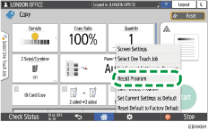 Operation panel screen illustration