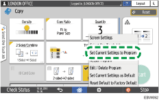 Operation panel screen illustration